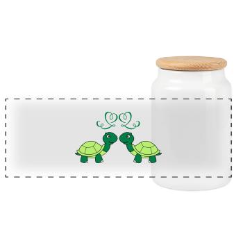 schildkroeten_verliebt_002 - Panorama Keksdose mit Holzdeckel - Weiß - Vorne