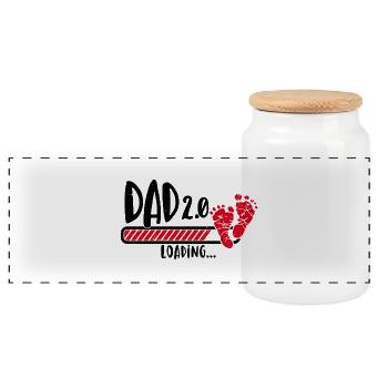 Papa 2.0 lädt Schwangerschaft baby Vater - Panorama Keksdose mit Holzdeckel - Weiß - Vorne