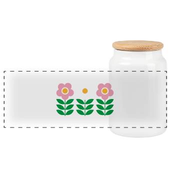 Blumen - Panorama Keksdose mit Holzdeckel - Weiß - Vorne