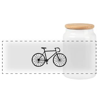 Gelbes Trikot * Racing bike * Rennrad - Panorama Keksdose mit Holzdeckel - Weiß - Vorne