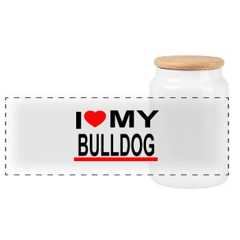 Bulldog - Panoramic Cookie Jar with Wooden Lid - white - Front