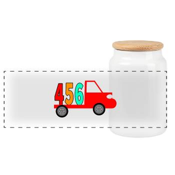 Truck - Panorama Keksdose mit Holzdeckel - Weiß - Vorne