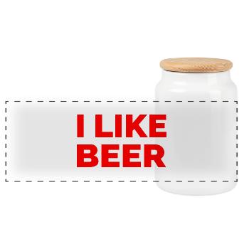 Bière - Boîte à biscuits avec couvercle en bois - blanc - Devant