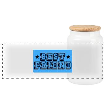 Meilleur ami tshirt bleu - Boîte à biscuits avec couvercle en bois - blanc - Devant