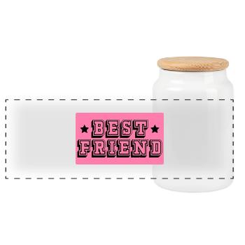 Meilleur ami tshirt rose - Boîte à biscuits avec couvercle en bois - blanc - Devant