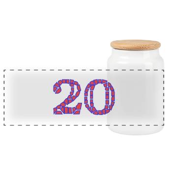 20. 20 ANS. 20e ANNIVERSAIRE. ANNIVERSAIRE 20 ANS. - Boîte à biscuits avec couvercle en bois - blanc - Devant