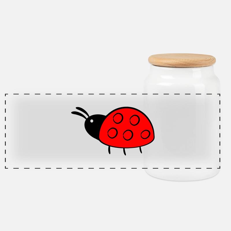 Ladybird - Panoramic Cookie Jar with Wooden Lid - white