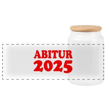 Abitur 2025 - Panoramic Cookie Jar with Wooden Lid - white - Front