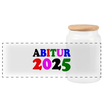 Abitur 2025 - Panorama Keksdose mit Holzdeckel - Weiß - Vorne