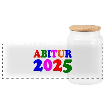 Abitur 2025 - Panorama Keksdose mit Holzdeckel - Weiß - Vorne