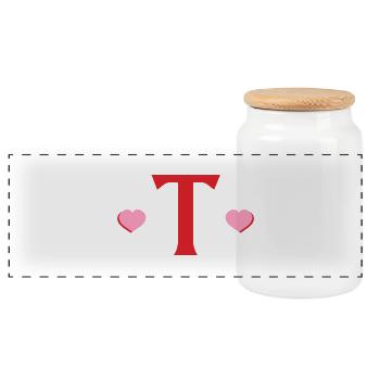 Lettre t cœurs rouges - Boîte à biscuits avec couvercle en bois - blanc - Devant