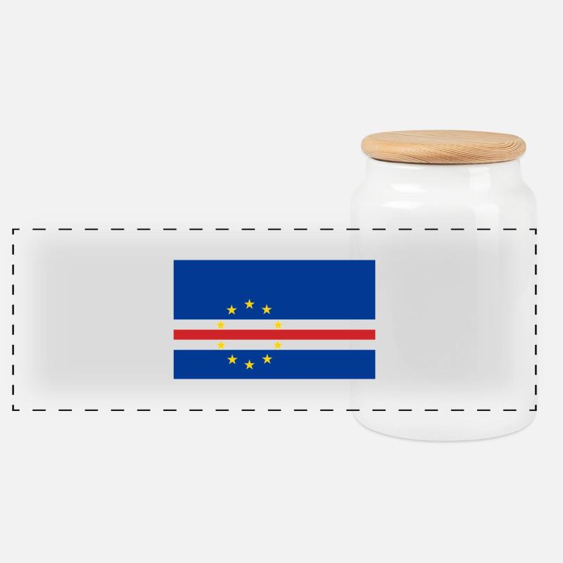 Cape Verde - Panoramic Cookie Jar with Wooden Lid - white