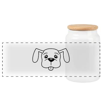 Dog Sticking Out Tongue Naughty Puppy Pet - Panoramic Cookie Jar with Wooden Lid - white - Front