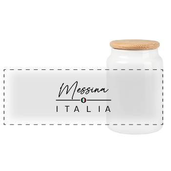 Italia - Messina - Italien - Italy - Panorama Keksdose mit Holzdeckel - Weiß - Vorne