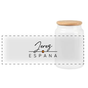 Spain - Jerez - Spanien - Espana - Panorama Keksdose mit Holzdeckel - Weiß - Vorne