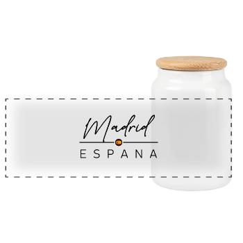Spain - Madrid - Spanien - Espana - Panorama Keksdose mit Holzdeckel - Weiß - Vorne