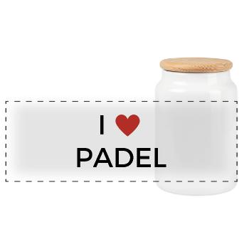 Ich liebe Padel - I love Padel! - Panoramic Cookie Jar with Wooden Lid - white - Front