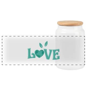 Love Planet Environmental Earth Day - Panoramic Cookie Jar with Wooden Lid - white - Front