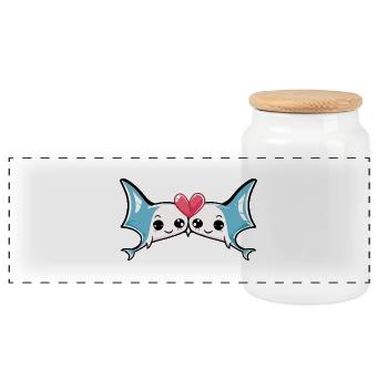Ray In Love Valentine's Day - Panoramic Cookie Jar with Wooden Lid - white - Front