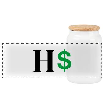 Buchstabe h Dollar - Panorama Keksdose mit Holzdeckel - Weiß - Vorne