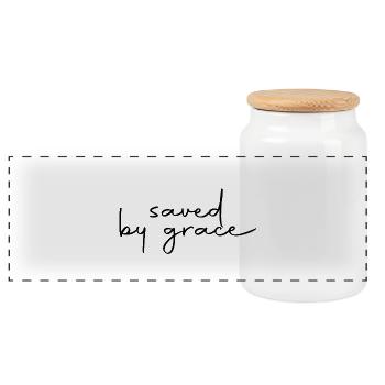 saved by grace - Panorama Keksdose mit Holzdeckel - Weiß - Vorne
