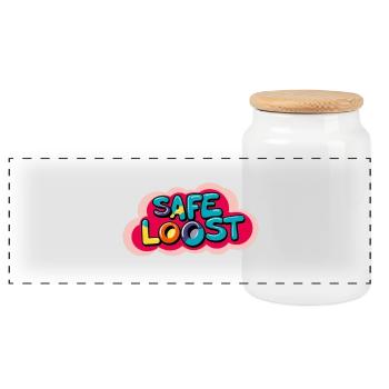 Loost en toute sécurité - Boîte à biscuits avec couvercle en bois - blanc - Devant