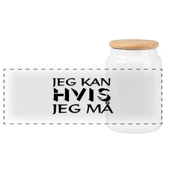 I can if I have to. - Panoramic Cookie Jar with Wooden Lid - white - Front
