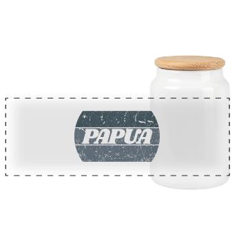 Papua Indonesia - Panoramic Cookie Jar with Wooden Lid - white - Front