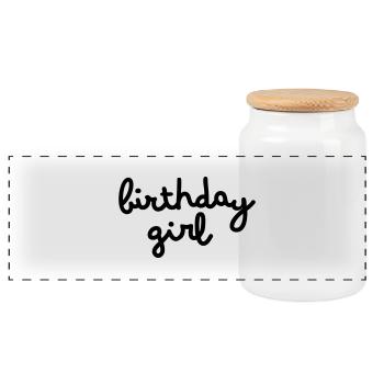 Birthday Girl - Panorama Keksdose mit Holzdeckel - Weiß - Vorne