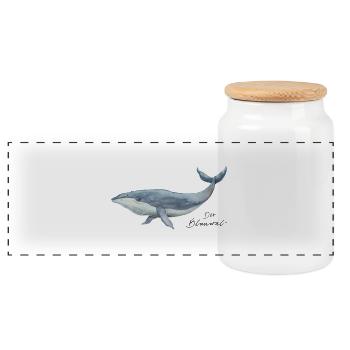 Le rorqual bleu - Boîte à biscuits avec couvercle en bois - blanc - Devant