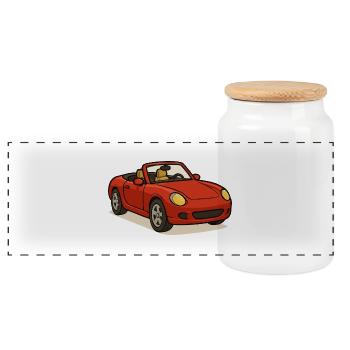 Voiture cabriolet - Boîte à biscuits avec couvercle en bois - blanc - Devant