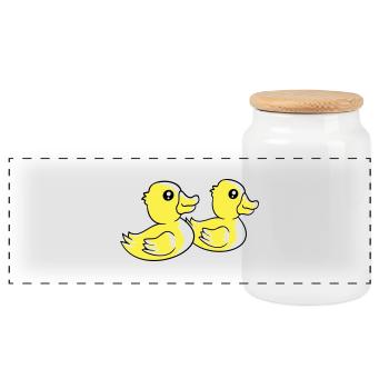 2 Enten schwimmen Wasser Paar zwei Freunde Team - Panorama Keksdose mit Holzdeckel - Weiß - Vorne
