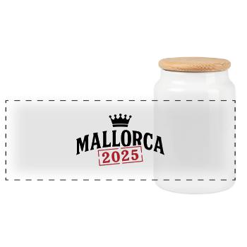 Mallorca 2025 Krone - Panorama Keksdose mit Holzdeckel - Weiß - Vorne