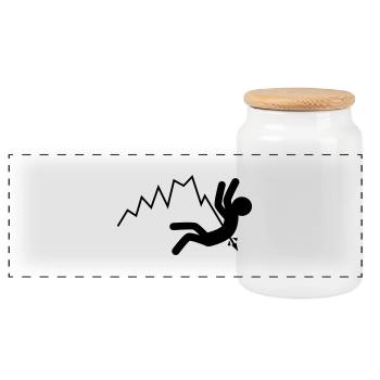Falling prices (black) - Panoramic Cookie Jar with Wooden Lid - white - Front