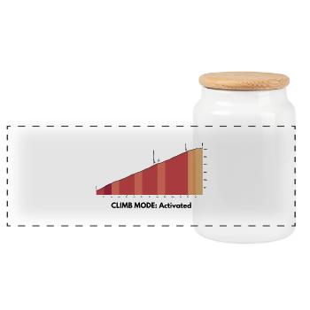 Climb Mode Activated – Alpe d'Huez Shirt - Panoramic Cookie Jar with Wooden Lid - white - Front