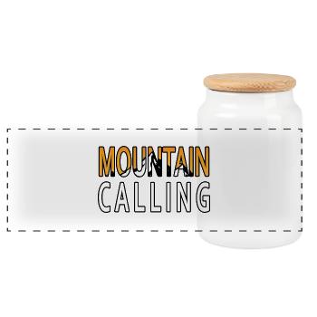 L’aventure vous attend - Mountain Calling. - Boîte à biscuits avec couvercle en bois - blanc - Devant