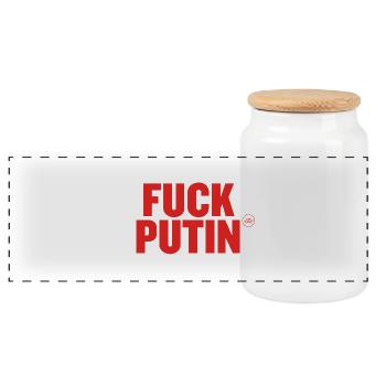 Fuck Putin - since 1952 - Panorama Keksdose mit Holzdeckel - Weiß - Vorne