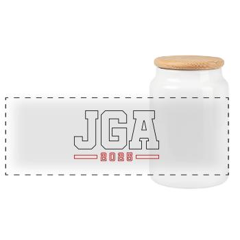 JGA 2025 Kontur Junggesellenabschied - Panorama Keksdose mit Holzdeckel - Weiß - Vorne