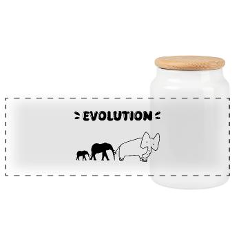 Elephant Evolution – Funny Stages of Evolution. - Panoramic Cookie Jar with Wooden Lid - white - Front