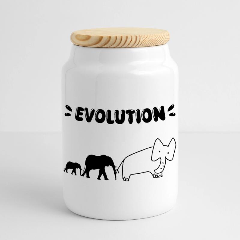Elephant Evolution – Drôles d’étapes de l’évolution. Boîte à biscuits avec couvercle en bois
