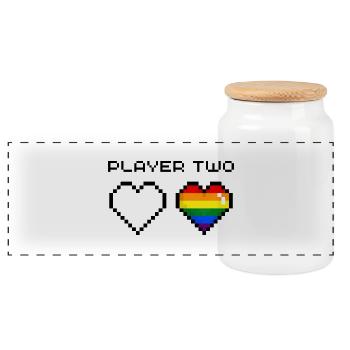 Player Two Rainbow - Panorama Keksdose mit Holzdeckel - Weiß - Vorne