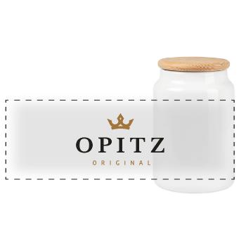 Opitz Original Family Logo - Panoramic Cookie Jar with Wooden Lid - white - Front