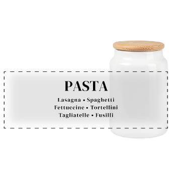 Liste der Pasta-Liebhaber – Lasagne, Spaghetti, Fettuccine - Panorama Keksdose mit Holzdeckel - Weiß - Vorne