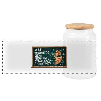 Professeur de mathématiques drôle Conception Pizza et résolution de problèmes - Boîte à biscuits avec couvercle en bois - blanc - Devant