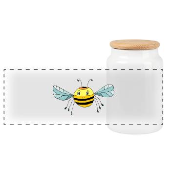 Insect - Panoramic Cookie Jar with Wooden Lid - white - Front