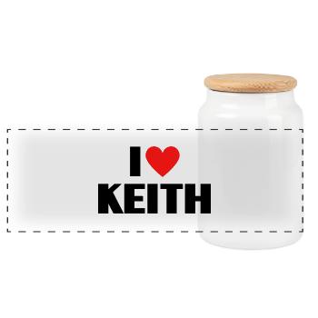I love Keith Rotes Herz Liebe Fan Geschenk - Panorama Keksdose mit Holzdeckel - Weiß - Vorne