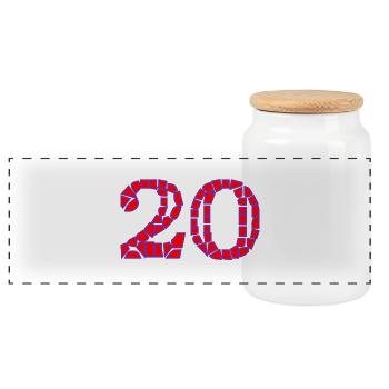20. 20th ANNIVERSARY. 20 YEARS ANNIVERSARY. 20 YEARS. - Panoramic Cookie Jar with Wooden Lid - white - Front
