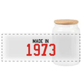 1973 - Panoramic Cookie Jar with Wooden Lid - white - Front