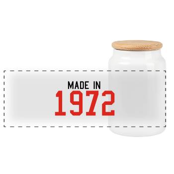 1972 - Panoramic Cookie Jar with Wooden Lid - white - Front