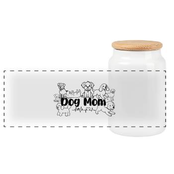 Dog Mom - T-Shirt für stolze Hundemamas - Panorama Keksdose mit Holzdeckel - Weiß - Vorne